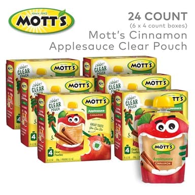 Mott's Cinnamon Applesauce, 3.2 Oz Clear Pouches, 24 Count (6 Packs Of 4), No Artificial Flavors, Good Source Of Vitamin C, Nutritious Option For The Whole Family - Image 3