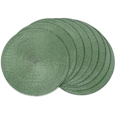 AHHFSMEI Round Braided Placemats 15 Inch Round Table Mats for Dining Tables Natural Woven Heat Resistant Place mats Set of 8 (Olive Green,8) - Image 1