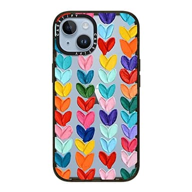 CASETiFY Impact iPhone 14 Case [4X Military Grade Drop Tested / 8.2ft Drop Protection] - Polka Daub Hearts - Glossy Black - Image 3