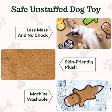 SHARLOVY No Stuffing Dog Toys Crinkle Squeaky, Long Lasting Chews for Aggressive, Durable Plush Dog Puppy Chew Toys for Teething, with 6 Tough Layers for Small Medium Large Breed - Image 4