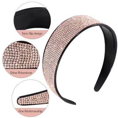 AMCAMI Head Bands for Women's Hair Champagne Hair Accessories Rhinestone Headband with Teeth Diamond Bling Sparkly Headbands for Women Glitter Hairband - Image 3