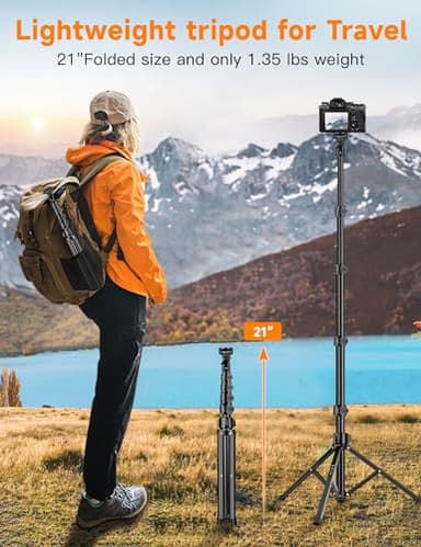 Phone Tripod, 86" Tall Tripod for iPhone with Flexible Gooseneck & Remote, Portable Aluminum Cellphone Stand for Selfies, Video Recording,Travel, Compatible with iPhone Android - Image 6