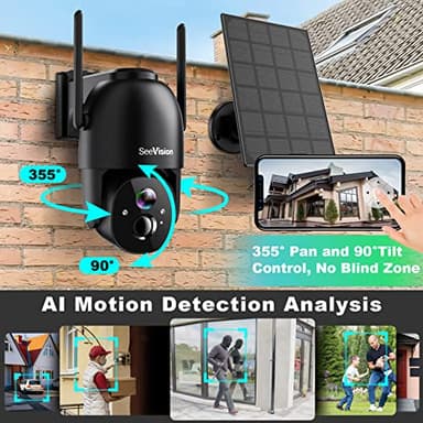 Solar Security Cameras Wireless Outdoor, Security Cameras with 2K 3MP, Battery Powered PTZ WiFi, Color Night Vision, 2-Way Talk, PIR Motion Detection, Spotlight & Siren Alarm for Home Security - Image 2