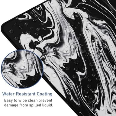 Large Extended Gaming Mouse Pad with Stitched Edges, Durable Non-Slip Natural Rubber Base, Waterproof Computer Keyboard Pad Mat for Esports Pros/Gamer/Desktop/Office/Home - Black White - Image 4