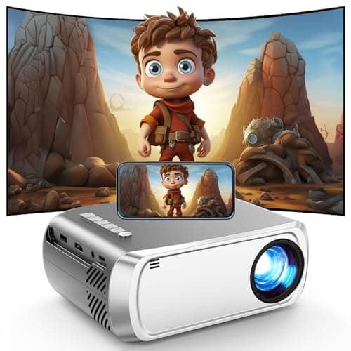 Mini Projector, iTJQ Portable Projector 1080P Supported for Indoor Outdoor Movies, Phone Projector Compatible with iOS/ Android, Laptop, TV Stick/ PS5, USB/HDMI/Type-C (Silver, VF370) - Image 1