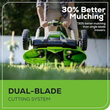 Greenworks 60V 25” Cordless (Self-Propelled) Lawn Mower (LED Lights + Aluminum Handles), 2 x 4.0Ah Batteries and Dual Port Rapid Charger - Image 5