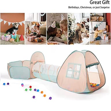 UTEX 3 in 1 Pop Up Play Tent with Tunnel, Ball Pit for Kids, Boys, Girls, Babies and Toddlers, Indoor/Outdoor Playhouse - Image 6