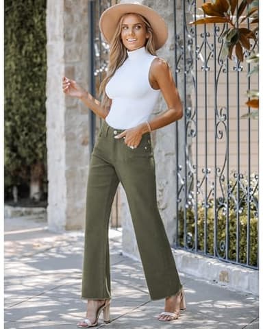 GRAPENT Green Pants Women's Jeans Womens Fashion Country Concert Outfits Olive Green Size S/4/6 - Image 5