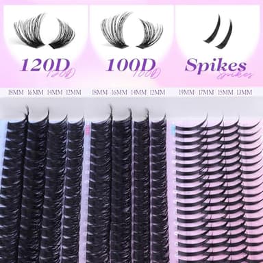 Russian Lash Extensions Kit Spikes Lash Individuals 100D 120D Volume Eyelash Clusters D-Curly Lash Clusters Kit 12-19MM DIY Eyelash Extensions with Bond and Seal Eyelash Glue and Tweezers by Mavphnee - Image 3