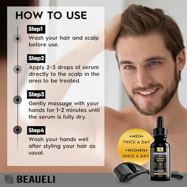 5% Minoxidil Hair Growth for Men and Women: Extra Strength Minoxidil Regrowth Treatment Serum for Thinning Hair Loss to Grow Thicker Fuller Faster 30ml 3Bottles - Image 5