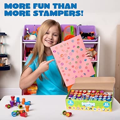JOYIN 100 Pcs Assorted Stamps for Kids Self-Ink Stamps (50 Different Designs, Dinosaur, Zoo Safari Stampers) for Party Favor, Carnival Prizes, School, Easter Egg Stuffers, Halloween, Christmas - Image 6