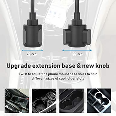Phone Holders for Your Car, Cup Holder Phone Mount, Universal Adjustable Gooseneck Cup Holder Cradle Car Mount for iPhone 16/15/14/13/12/11/Pro Max/X/Xs/XsMax/8/8Plus,Samsung,Huawei,LG, Sony(Black) - Image 5
