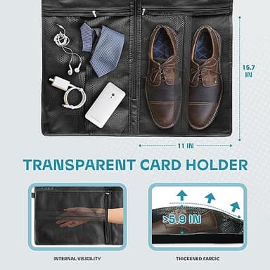 Travel Garment Bag with Zipper Pocket, Suit Bag for Suits, Dresses, Coats - Image 5