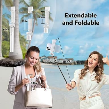 Selfie Stick Tripod, 40 in Retractable Tripod for iPhone with Wireless Remote Control & Light, Portable Phone tripods for Photograph, Live Streaming, Video Recording, Compatible with All Cellphones - Image 6