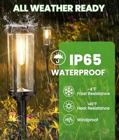 BITPOTT Bright Solar Pathway Lights Outdoor, 8 Pack Solar Powered Garden Lights Waterproof IP65, Auto On/Off Outdoor Light for Lawn Patio Walkway Driveway Decor Landscape Lighting - Image 6