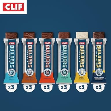CLIF BUILDERS Protein Bars - Variety Pack - Six Flavors - 20g Plant Based Protein - Gluten Free - Non-GMO - Low Glycemic - No Artificial Sweeteners - 2.4 oz. (18 Count) - Image 2