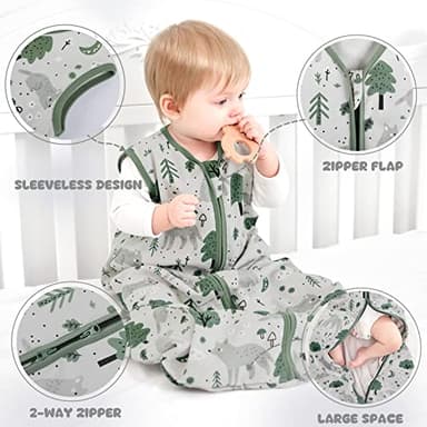 Yoofoss Baby Sleep Sack 18-24 Months Baby Wearable Blanket 100% Cotton 2-Way Zipper Toddler Sleeping Sack，3 Pack Soft Lightweight Sleep Sacks for Babies - Image 6