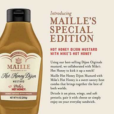 Maille x Mike's Hot Honey Special Edition Savory-Sweet Condiment with a Spicy Kick Hot Honey Dijon Mustard Gluten-Free, Shelf-Stable 9.4oz - Image 4