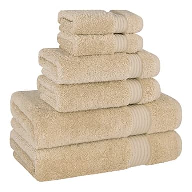 Cotton Paradise 6 Piece Towel Set, 100% Cotton Soft Absorbent Turkish Towels for Bathroom, 2 Bath Towels 2 Hand Towels 2 Washcloths, Beige Towel Set - Image 5