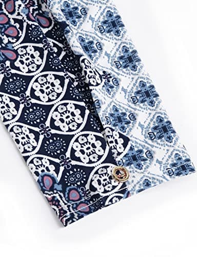 Floral Shirts for Women, Womens Business Casual Clothing 3/4 Sleeve Work Tops for Office Henley Shirt Ladies Tunic Tops for Leggings Long Floral Dressy Shirts Fitted Polyester Maternity BRD L - Image 4