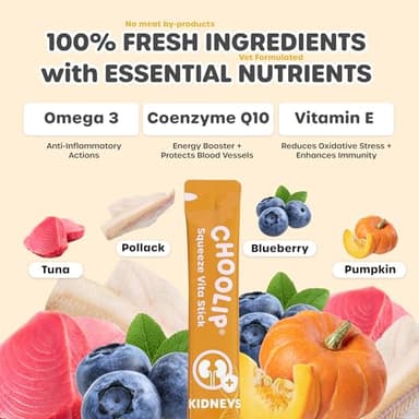 Choolip Squeeze Vita Stick Lickable Treats for Dogs & Cats. 49 Kidney Support Sticks with Essential multivitamins. Soft and Tasty Paste for All Life Stages, Supporting Kidney Health - Image 2
