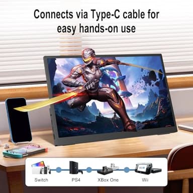 2.5K Portable Monitor 15.6inch UHD 2560 * 1680 for Laptop, 100% sRGB 500nits HDR IPS External Display w/Smart Cover & VESA Mount, USB-C HDMI Travel Second Screen for PC Mac Phone Xbox PS5 - Image 6
