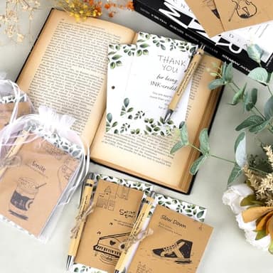 20 Sets Thank you Gift Motivational Pens Employee Appreciation Gifts Inspirational Personalised Bamboo Ballpoint Pens with Inspirational Cards Christmas Gift for Colleagues Teacher Volunteer Bulk Gift - Image 2