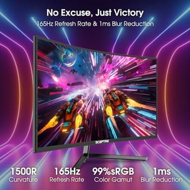Sceptre 24-inch Curved Gaming Monitor 1080p up to 165Hz DisplayPort HDMI 99% sRGB, AMD FreeSync Build-in Speakers Machine Black (C248B-FWT168) - Image 6