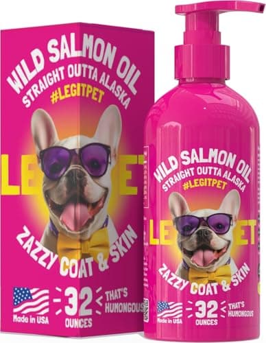 Wild Alaskan Salmon Oil for Dogs & Cats - Pure Fish Omega 3 6 9 Liquid EPA DHA Fatty Acids - Skin & Coat Supplement - Supports Joint Function, Brain, Eye, Immune & Heart Health - Made in USA 32 oz - Image 1