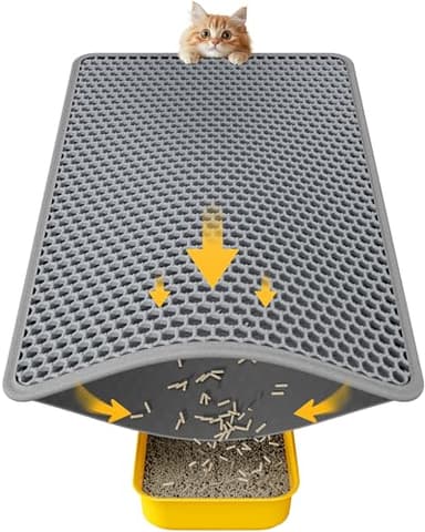 Cat Litter Mat - 23.2'' x 14.6'' Small Litter Trapping Mat, Easy to Clean Litter Box Mat, Waterproof, Urine-Proof, Non-Slip Kitty Litter Mats for Floor, Grey - Image 1