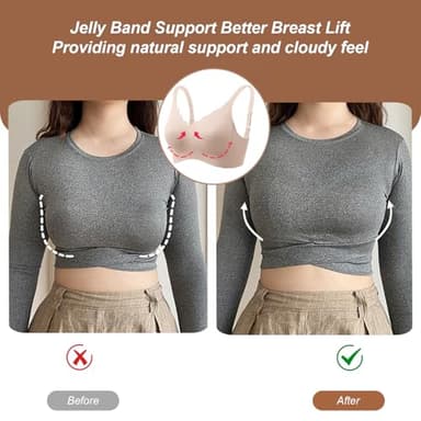 OEAK Womens Wireless Bras Push Up Support Full Coverage Bralettes No Underwire Bra Comfortable Everyday Seamless Tshirt Bras Nude L - Image 4