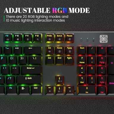Black Emblem Mechanical Gaming Keyboard with Linear Red Switches, RGB Backlit Full Size 104 Key Programmable Wired Keyboard with Aluminum Base for Gaming/Typing/PC/Mac - Image 4