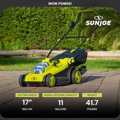 Sun Joe 24 Volt 17 Inch Mulching Walk Behind Lawn Mower with 11 Gallon Grass Catcher, 6 Position Height Adjustment, Battery and Charger, 24V-X2-17LM - Image 3