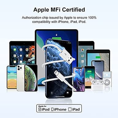[ Apple MFi Certified ] iPhone Charger 6ft, Long Lightning to USB Cable 6 Feet, Fast Apple Charging Cable Cord 6 Foot for iPhone 14 Pro Max/13 Pro Max/12 Mini/11 Pro/11/XS/XR/8/7/6s/iPad,Air - Image 8