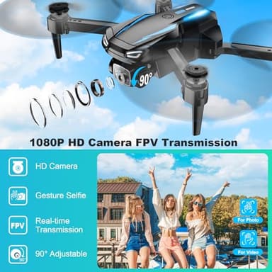 Drone with Camera, 1080P HD FPV Foldable Drone for Kids Adults beginners, Remote Control Quadcopter with Stable Hover, Gestures Selfie, Waypoint Fly, 3D Flips, One Key Start, 2 Batteries - Image 2