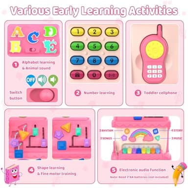Fidecexv Montessori Toys for 1 Year Old Girl Gifts, 12-in-1 Musical House Toddler Learning Toys for 1-2, 1st First Birthday Gifts for Girls and Boys Baby 6-12 12-18 6-24 Months - Image 3