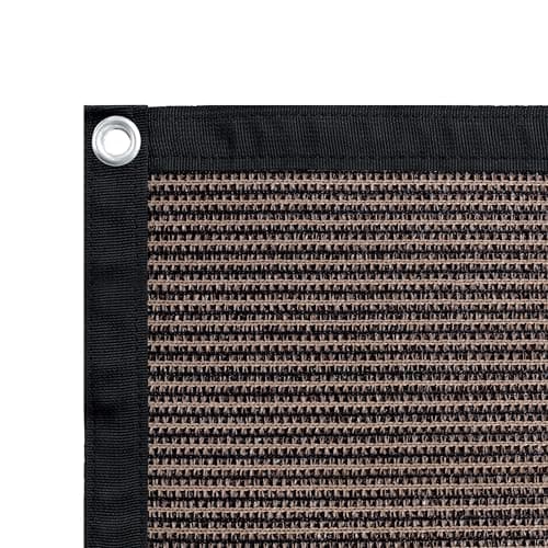 Shatex 90% Sun Shades for Patios 10x 20ft Shade Fabric Sun Shade Cloth Taped Edge with Grommets Sun-Block Mesh Shade for Pergola Cover Canopy Mocha, 12 Bungee Balls - Image 1