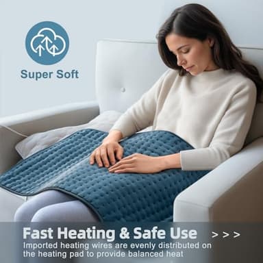 VALGELUIK 17x33 Heating Pad for Pain Relief | Ultra-Soft Microplush Fabric | 6 Adjustable Heat Settings (Moist & Dry) | Safe 2-Hour Auto Shut-Off | Perfect for Back, Neck, Shoulders | Great Gift Idea - Image 3