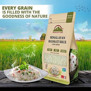 Himalayan Chef Basmati Rice,Extra Long Grain Rice Fluffy Quick Cooking Aromatic - 10 lbs.(Packaging May Vary) - Image 2