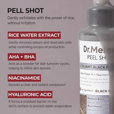 Dr.Melaxin Peel Shot Glow Black Rice Peeling Ampoule, Soft Exfoliating Face and Body Scrub Dead Skin Cells, Blackheads Remover for All Skin Types korean skin care 80ml - Image 5