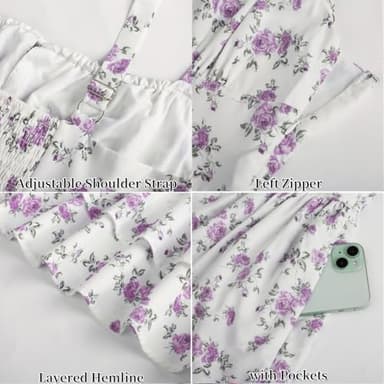 Scarlet Darkness Floral Mini Corset Dress for Women Teens Summer Vacation Short Dresses White Purple Floral L - Image 5