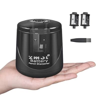 ZMOL Battery Powered Electric Pencil Sharpener,Small Battery Operated Colored Pencil Sharpeners Portable for Kids,Fast Sharpen, Suitable for No.2/Colored (6-8mm), School/Classroom/Office/Home Black - Image 2