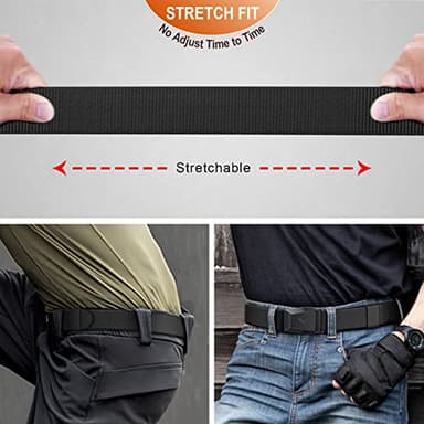 BULLIANT Tactical Belt for Men, Men Stretch Nylon Web Gift Belt 1.5"-Hiking Rigger Military Work-Quick Release(Black,36"-40" Waist Adjustable) - Image 6