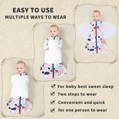 GUNTAIL Newborn Sleep Sack Baby Swaddle,3-Way Adjustable Wearable Blanket,100% Rayon Cotton Swaddling Sleeping Bag. (Rabbit&Rocks, 3-6 Months) - Image 3
