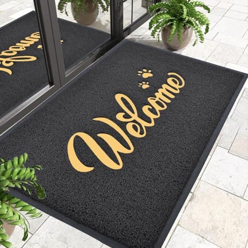 T.HENV Welcome Mat Outdoor, 36x24 All-Season Waterproof Front Door Mat, All-Weather Quick Drying Doormat, Low Profile Indoor, Patio Porch Entryway Floor, Black-Gold - Image 1