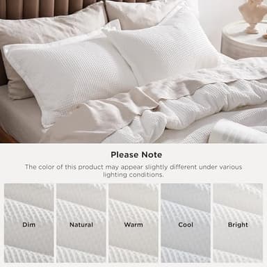 Bedsure Cotton Duvet Cover King - 100% Cotton Waffle Weave Coconut White Duvet Cover King Size, GentleSoft™ and Breathable Bedding Set for All Season, 3 Pieces, 104"x90" - Image 5
