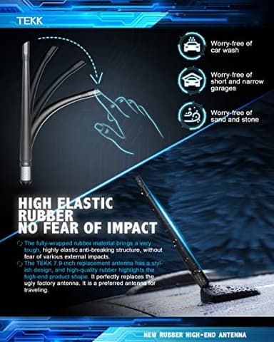 TEKK Carbon Fiber Short Antenna Compatible with 2008-2025 Chevy Silverado 1500/7.9 Inches Premium Flexible Rubber/Designed for Enhance FM/AM Radio Signal Reception - Image 5