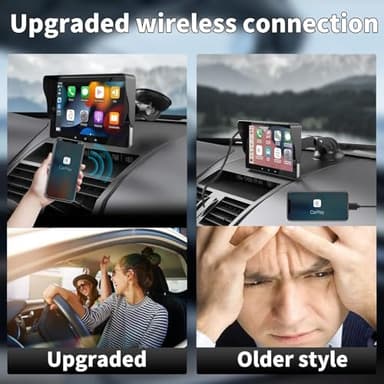 Hinine 7" HD Double Din Car Stereo, Portable Apple CarPlay Wireless Touch Screen Android Auto Automatic Multimedia Player with Mirror Link/Siri/Bluetooth/Navigation Screen - Image 2