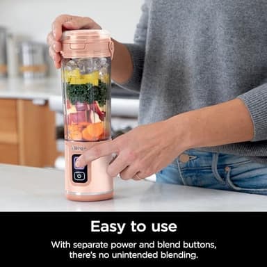 Ninja BC155PS Blast Two-Pack Portable Blender, Cordless, 18oz. Vessel, Personal Blender-for Shakes & Smoothies, BPA Free, Leakproof-Lid & Sip Spout, Rechargeable, Dishwasher Safe Parts, Peach & Stone - Image 4