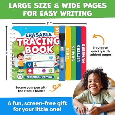 Preschool Learning Activities - Tracing Books for Kids Ages 3-5 - Toddler Handwriting Practice - Letter Tracing for Kids Preschool Kindergarten Workbooks 3-4, 4-5 Learning Books - 3 year old boy gift - Image 7